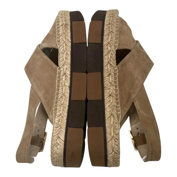 Paloma Barcelo Lynde Tan Suede Jute Espadrille Two Tone Platform Sandal Women 38 - Picture 10 of 16